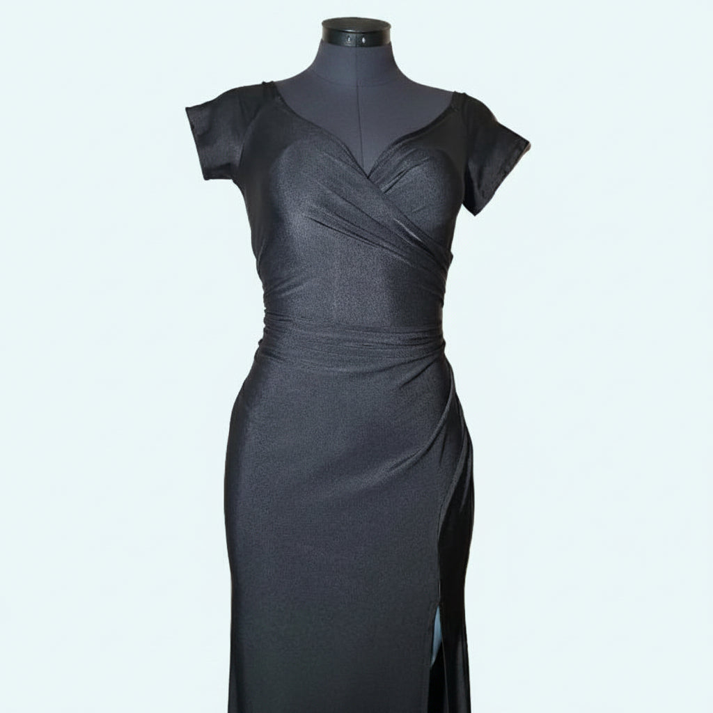 CarolinaBoutique Vestido Manga Fiesta Negro