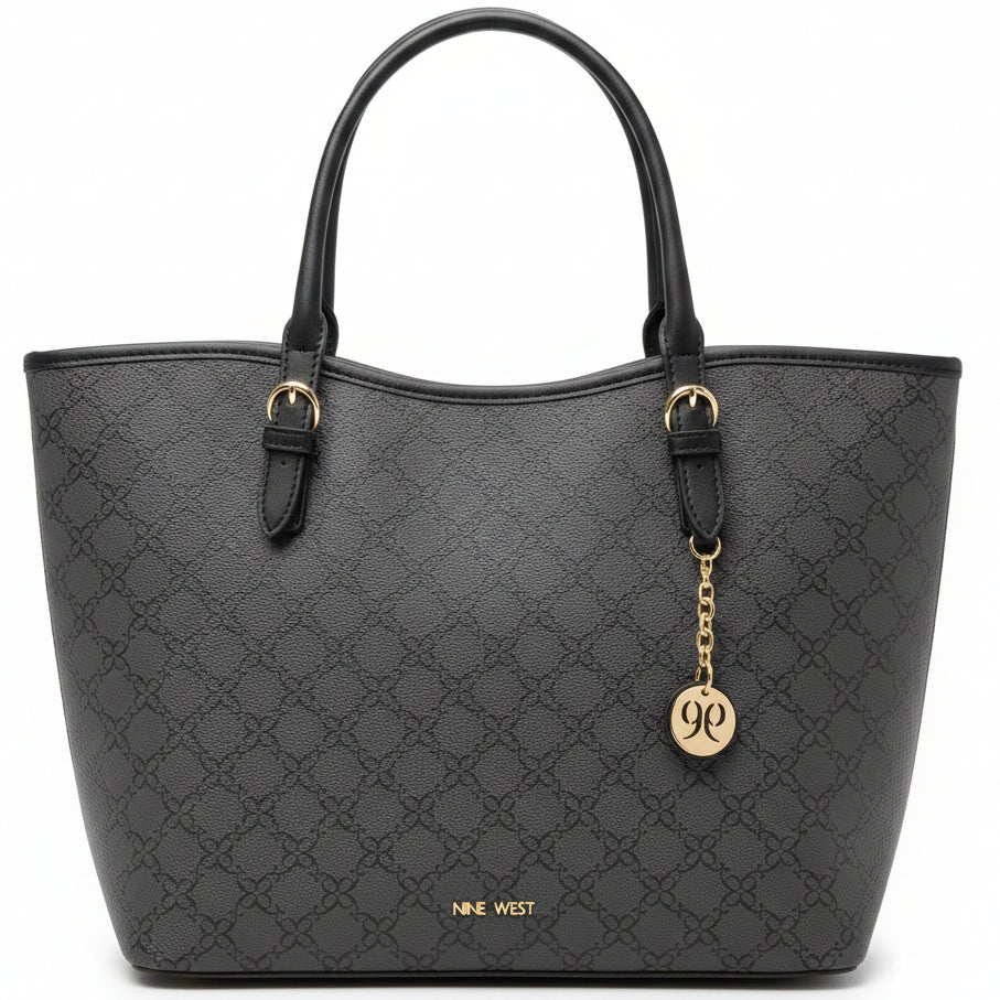 CBM NINE WEST Bolsa Negra Hombro Broche Dorado