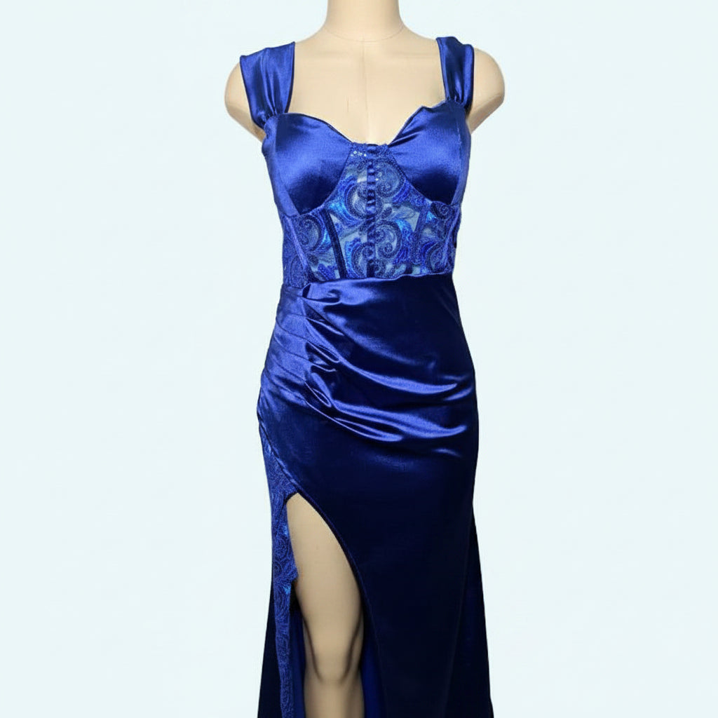 CarolinaBoutique Vestido Azul Corset Fiesta