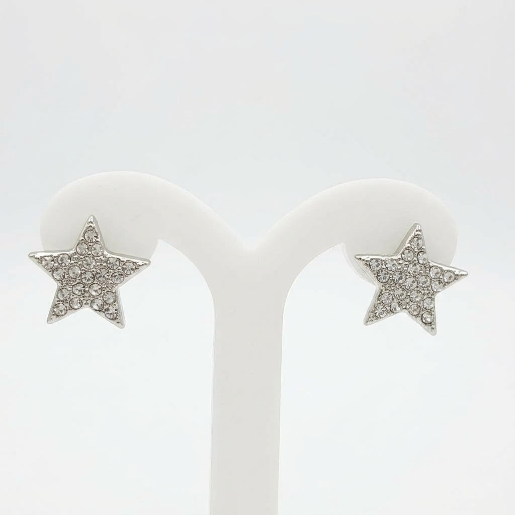 Joyeria Nice Arete Estrella Piedra Baño Rodio