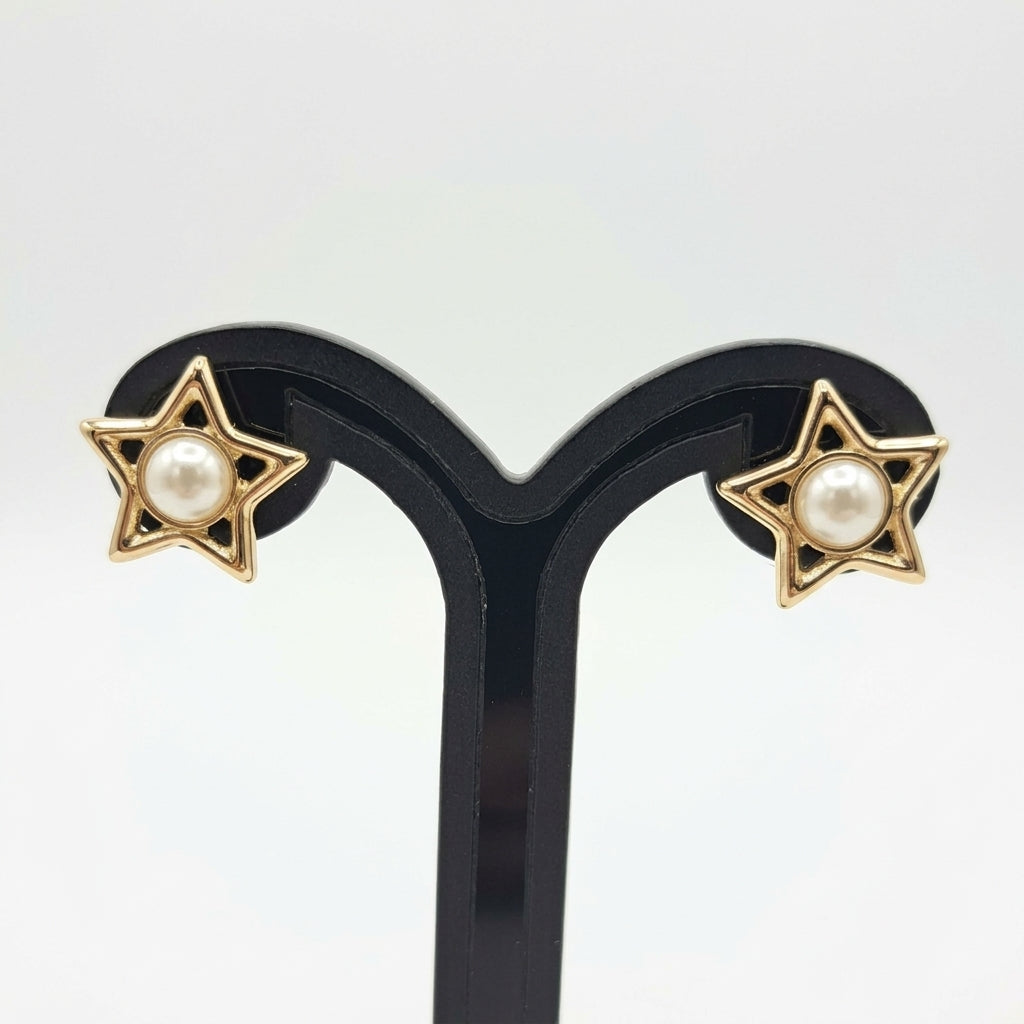 Joyeria Nice Arete Estrella Perla Sintetica