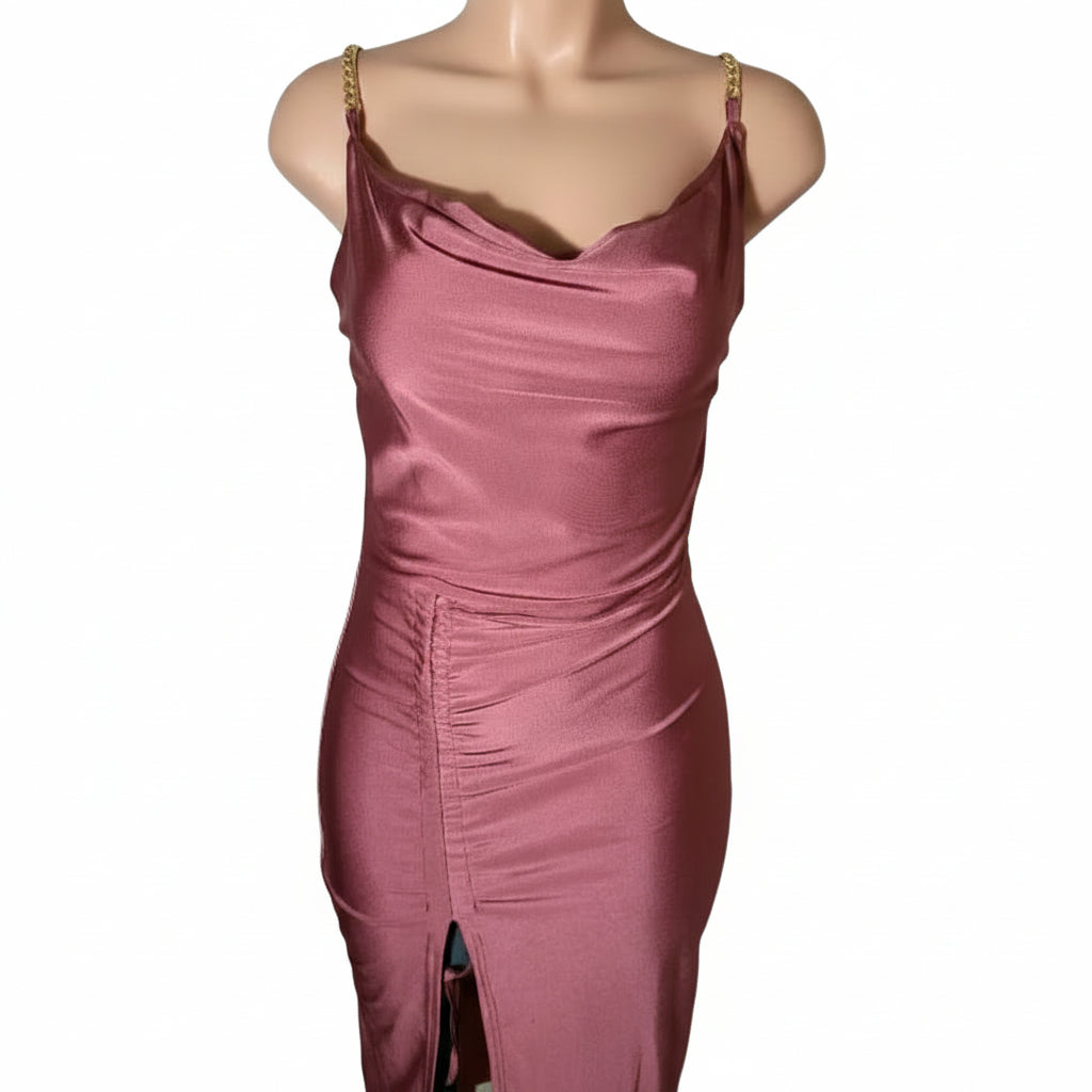 CarolinaBoutique Vestido Satinado Fiesta Rosa