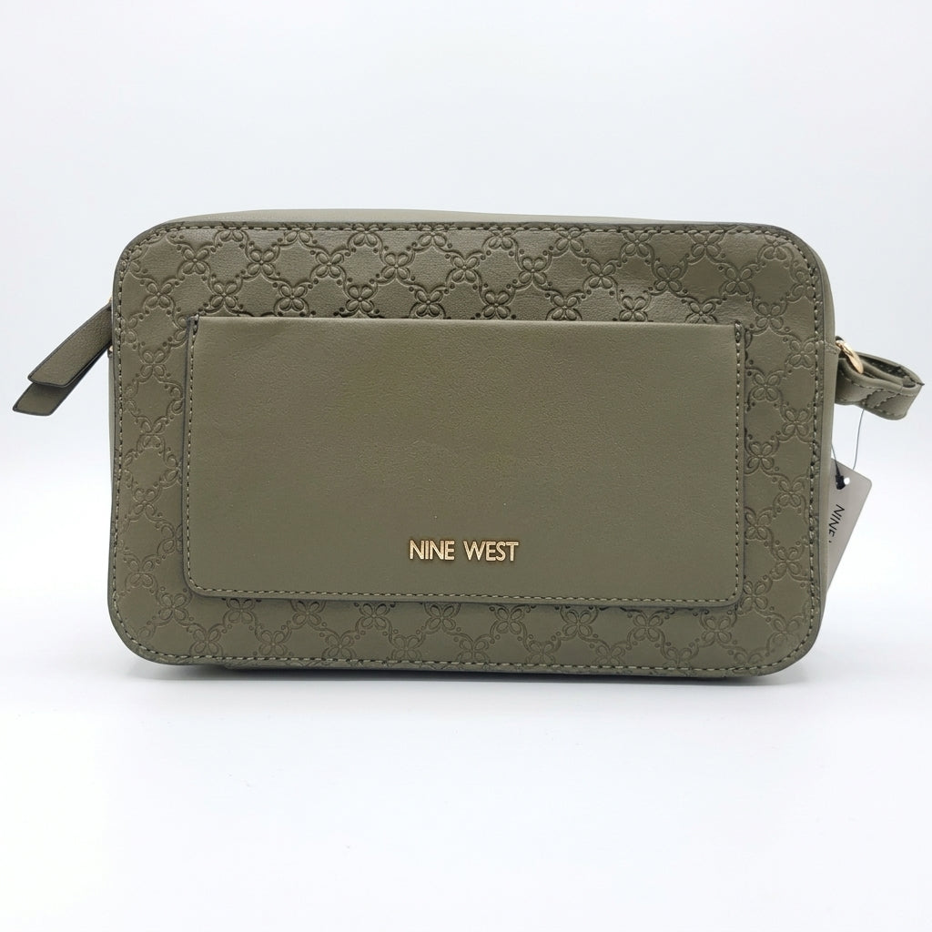 CBM Bolsa 9W Hombro Textura Flor Verde Ocre