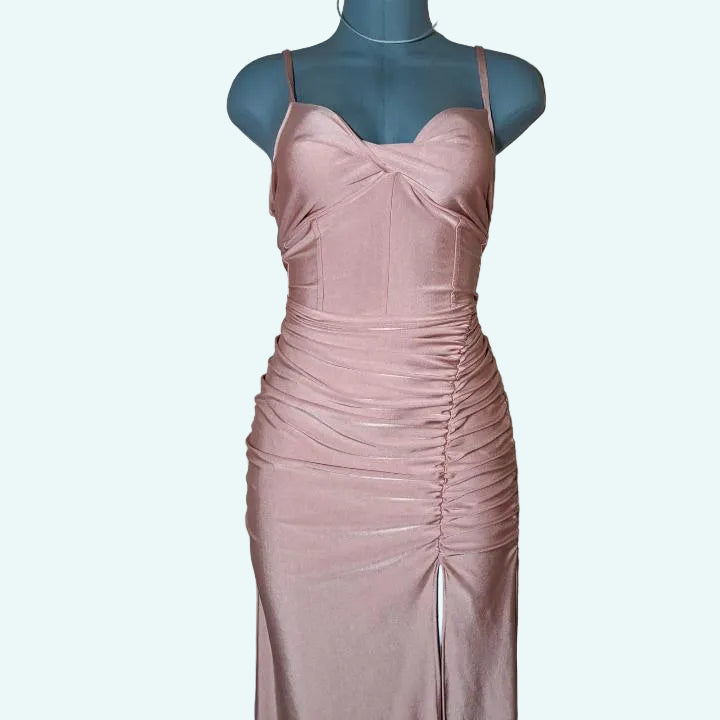 CarolinaBoutique Vestido Tirantes Fiesta Rosa Palo