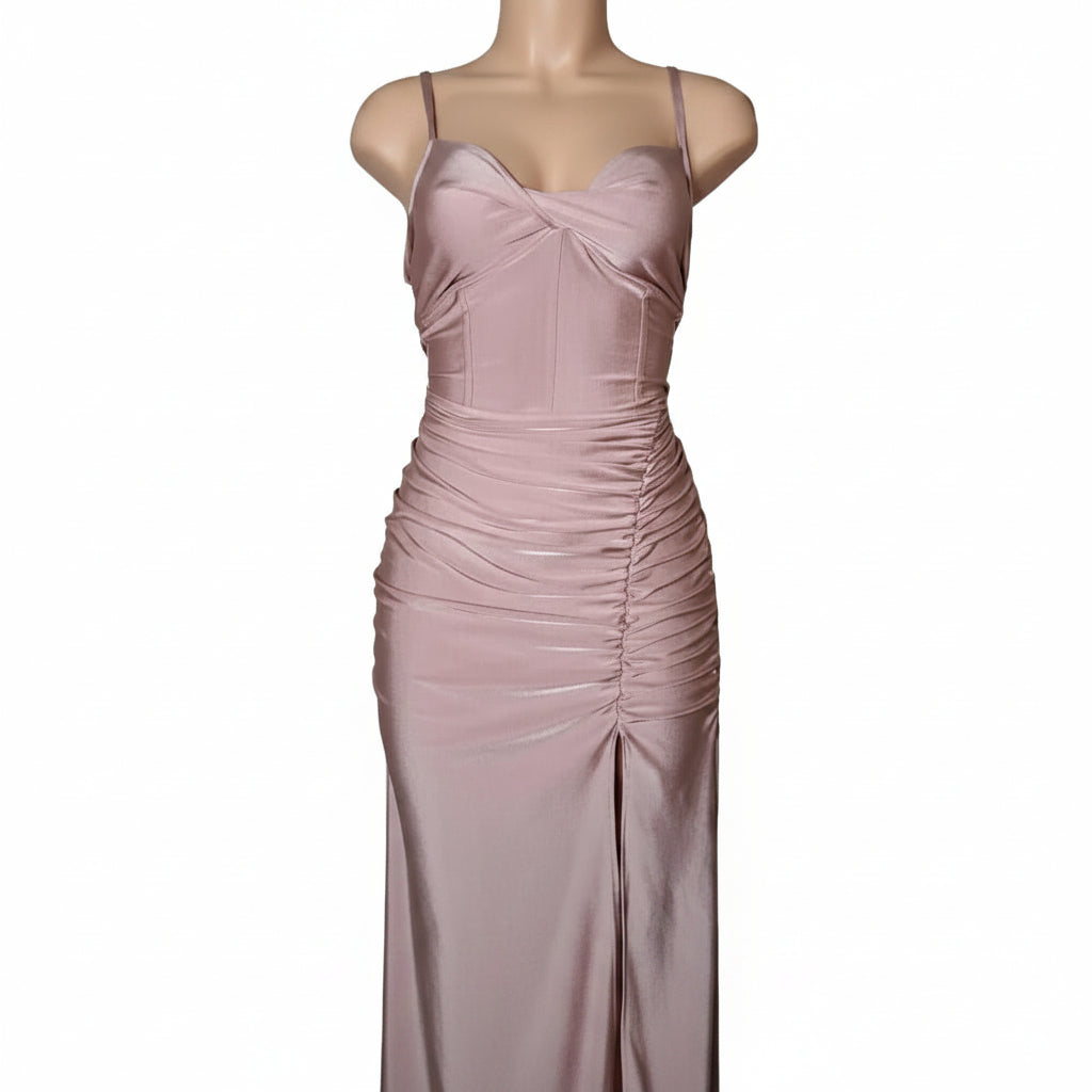 CarolinaBoutique Vestido Tirantes Fiesta Rosa Palo