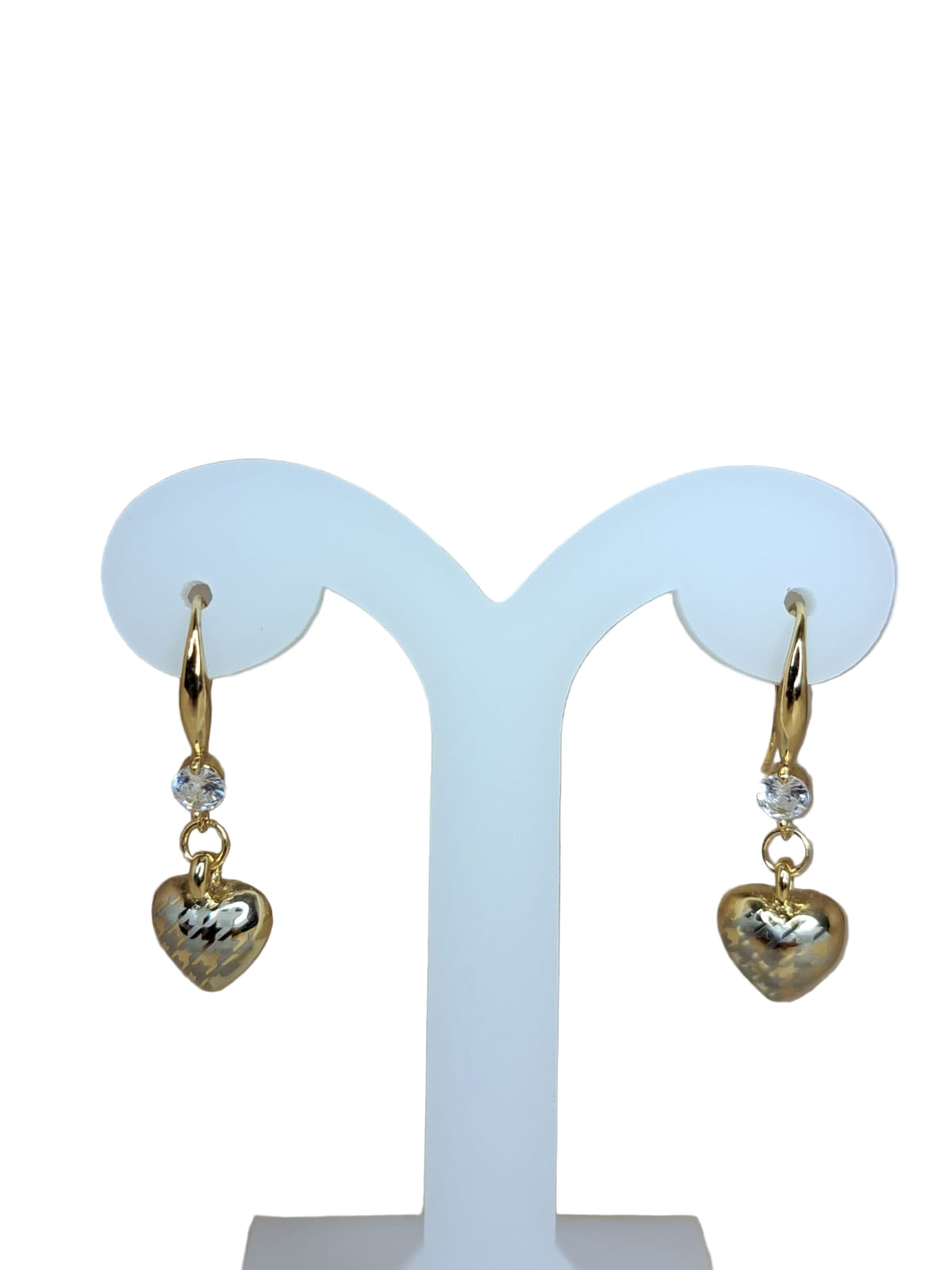 Joyeria Nice Aretes Dorado Corazon Piedra