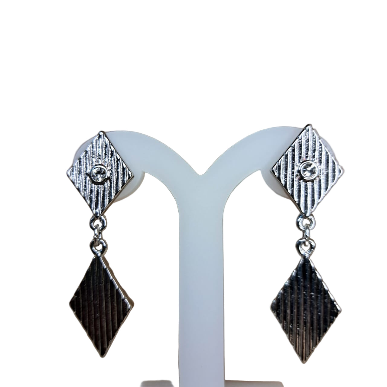 Joyeria Nice Aretes Plateados Dos Rombos