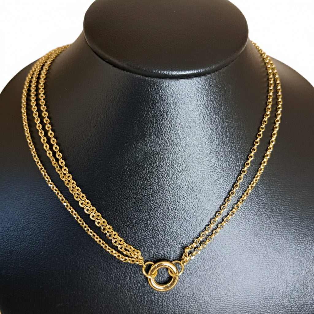 Joyeria Nice Collar 3 Cadenas Circulo Dorado