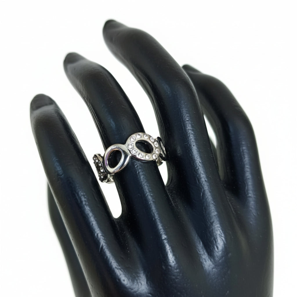 Joyeria Nice Anillo Plateado Circulos Piedras