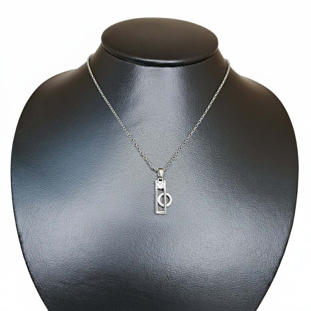 Joyeria Nice Collar Plateado Círculo Piedra