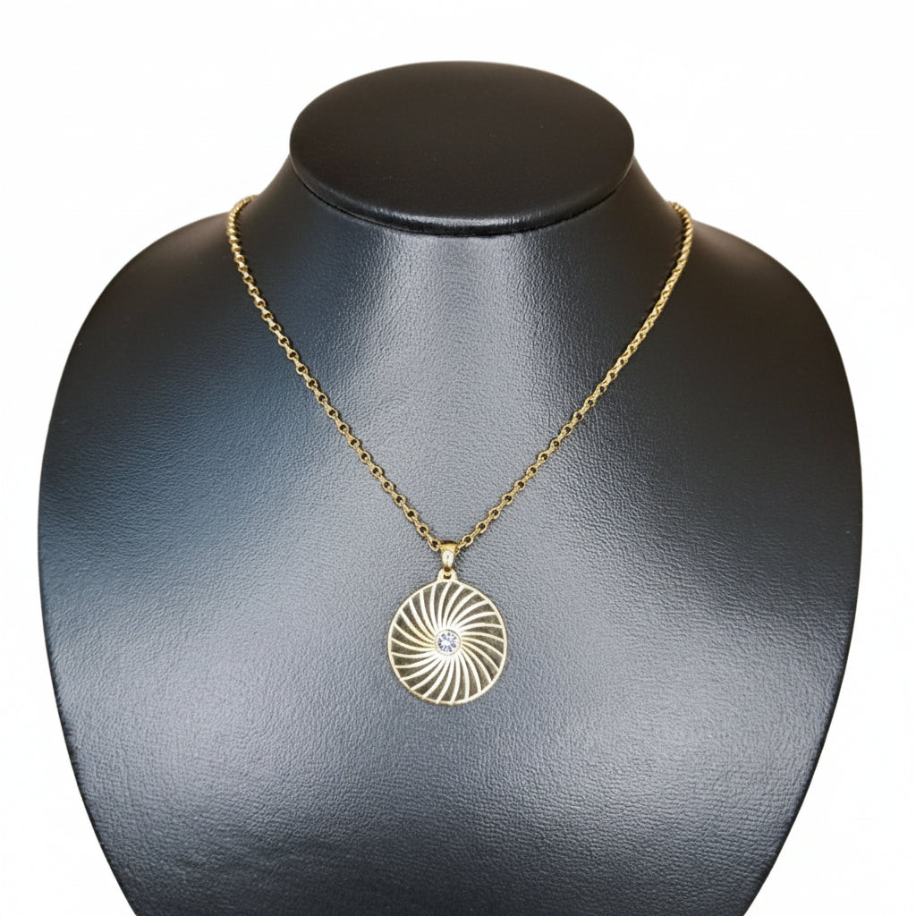 Joyeria Nice Collar Dorado Círculo Piedra