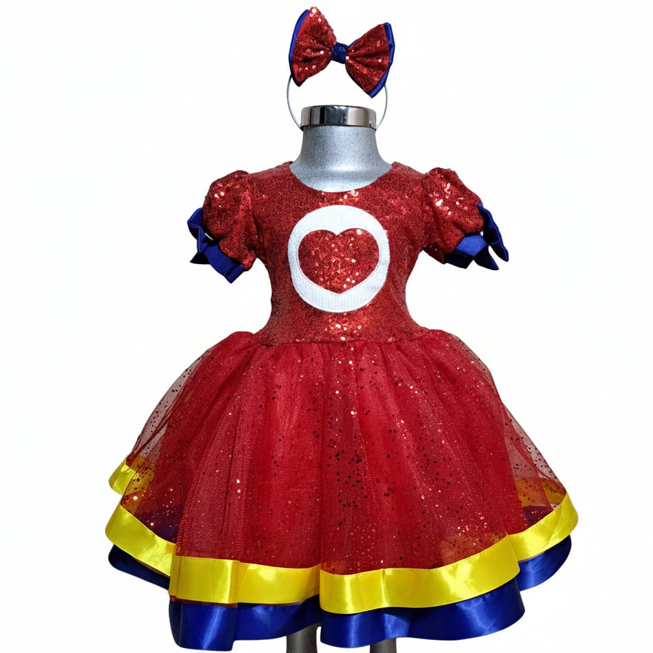Niña Vestuarios Infantiles Vestido Plin Plin Gala Rojo