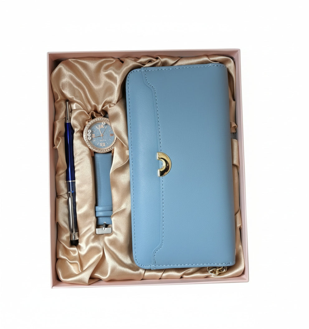 CM Kit Dama Cartera Reloj Y Pluma