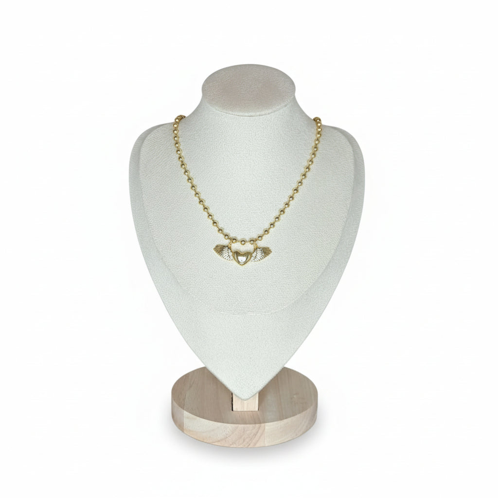 LaCasaDeLaPulsera Collar Dorado Corazon Alas