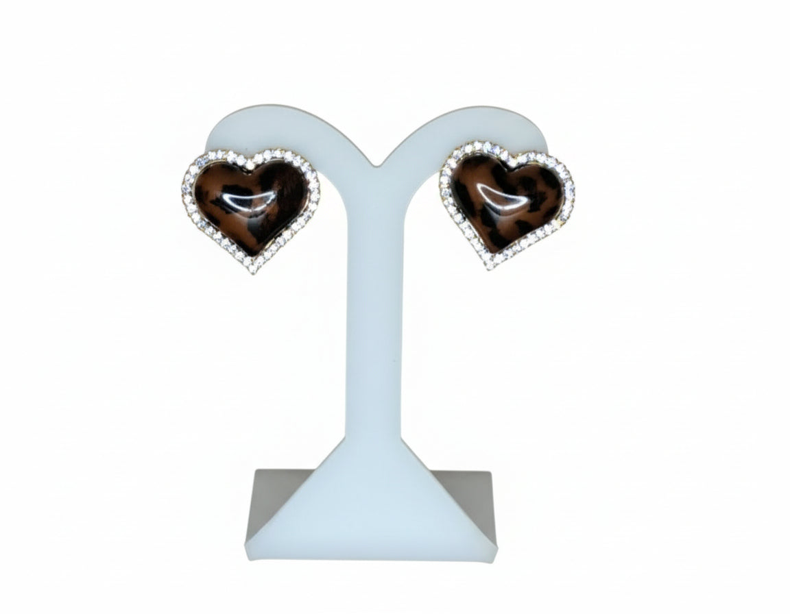 LaCasaDeLaPulsera Aretes Corazon Leopardo