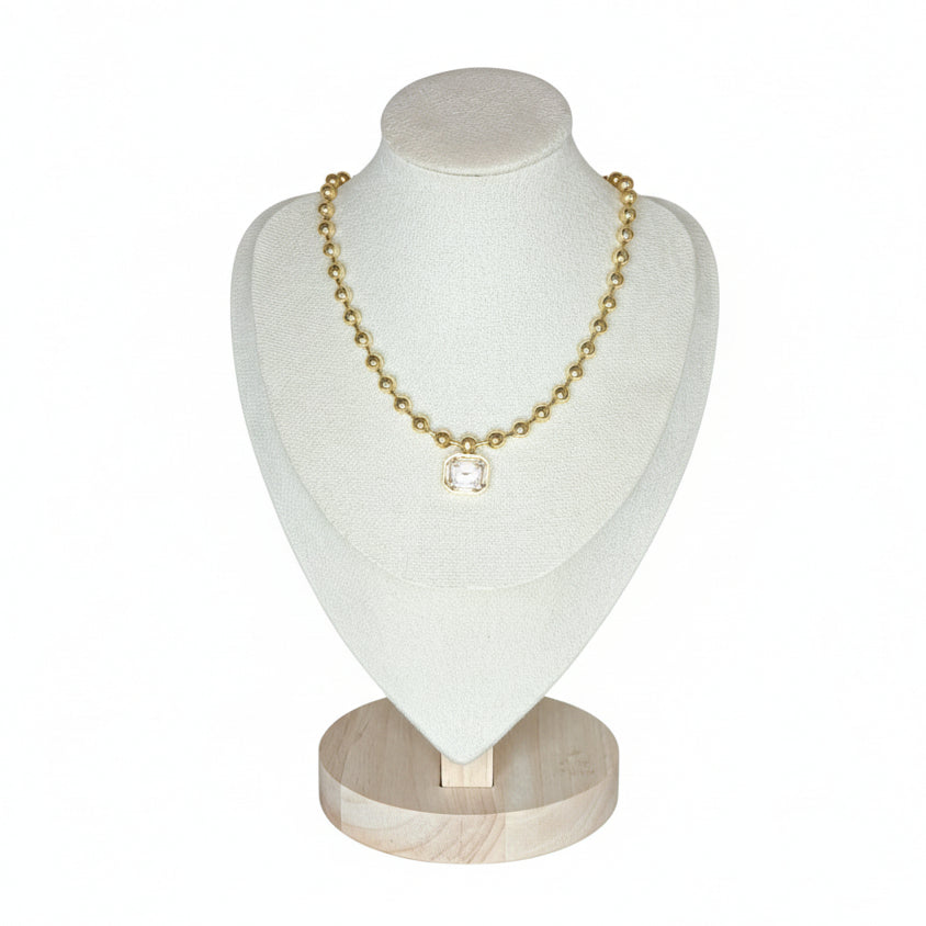 LaCasaDeLaPulsera Collar Dorado Dije Cristal