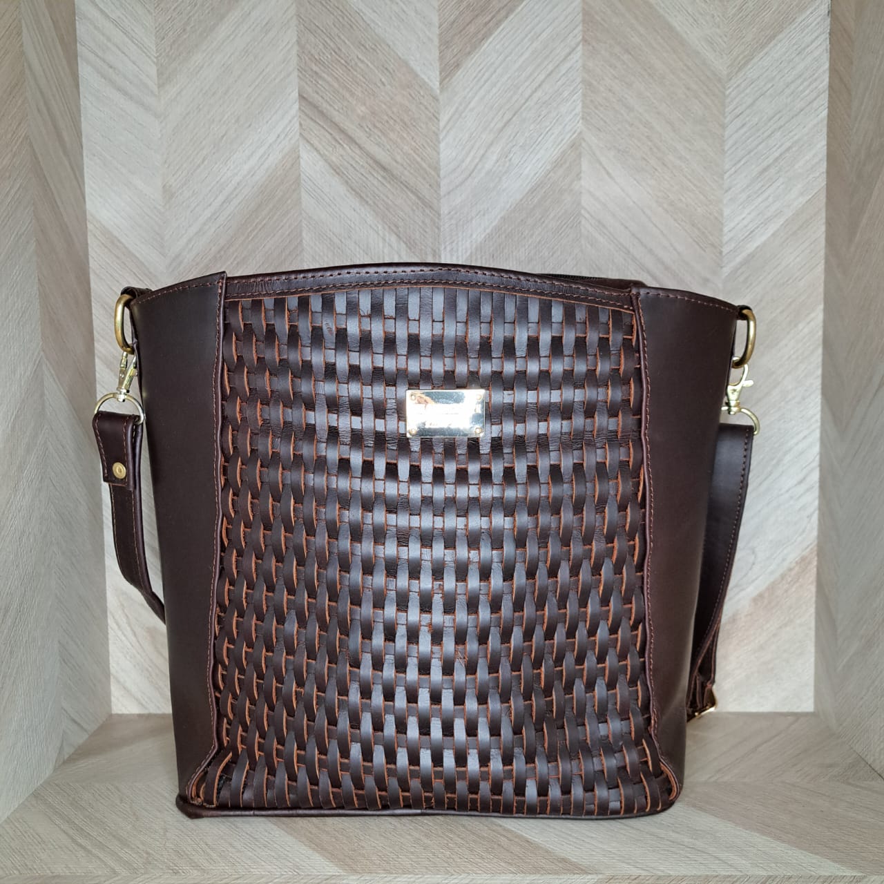 CBM Bolsa Correa Grande Piel Tejida Belo Horizontal
