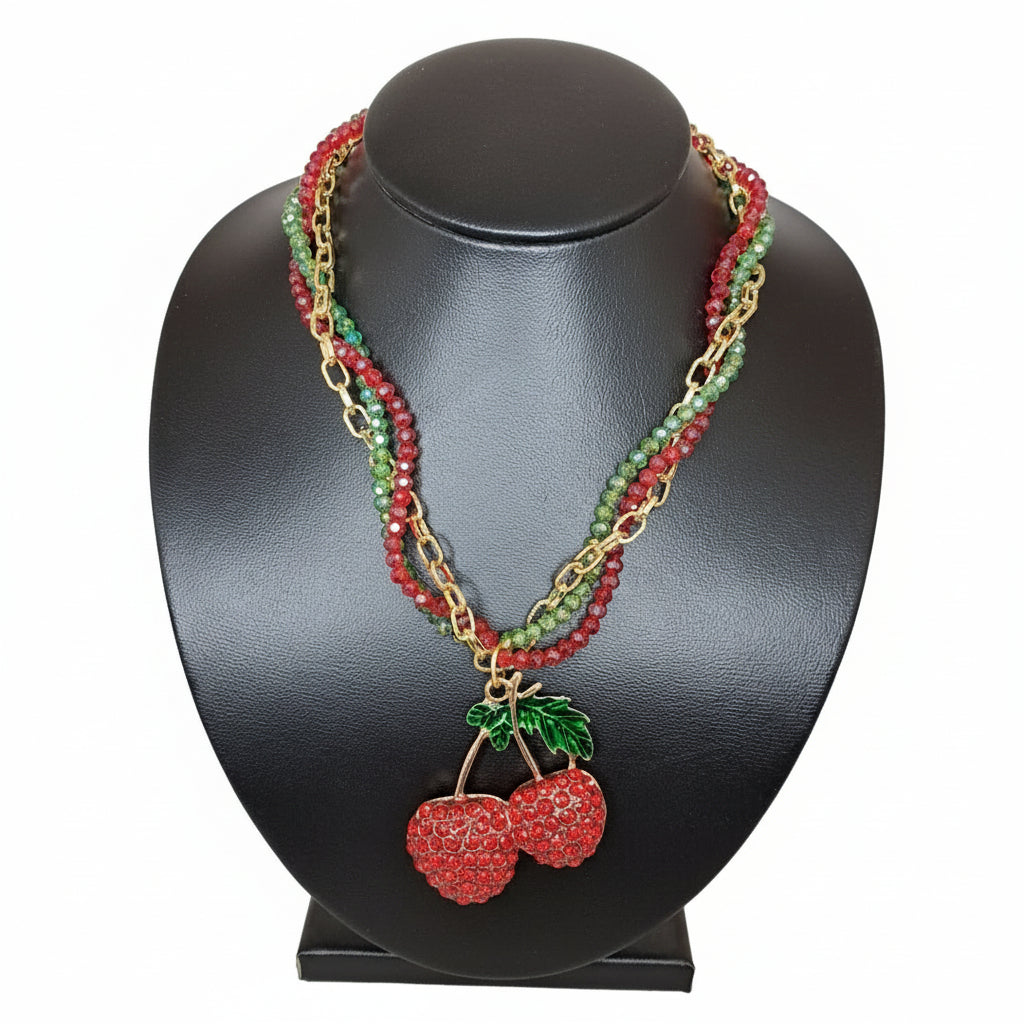 LaCasaDeLaPulsera Collar Fresas Cristales