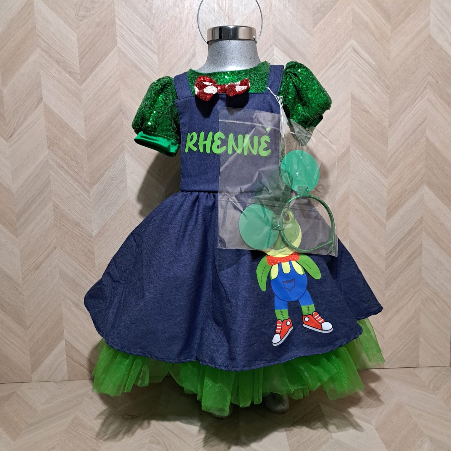 Niña Vestuarios Infantiles Vestido Rene LCampos Lentejuelas Verde Azul