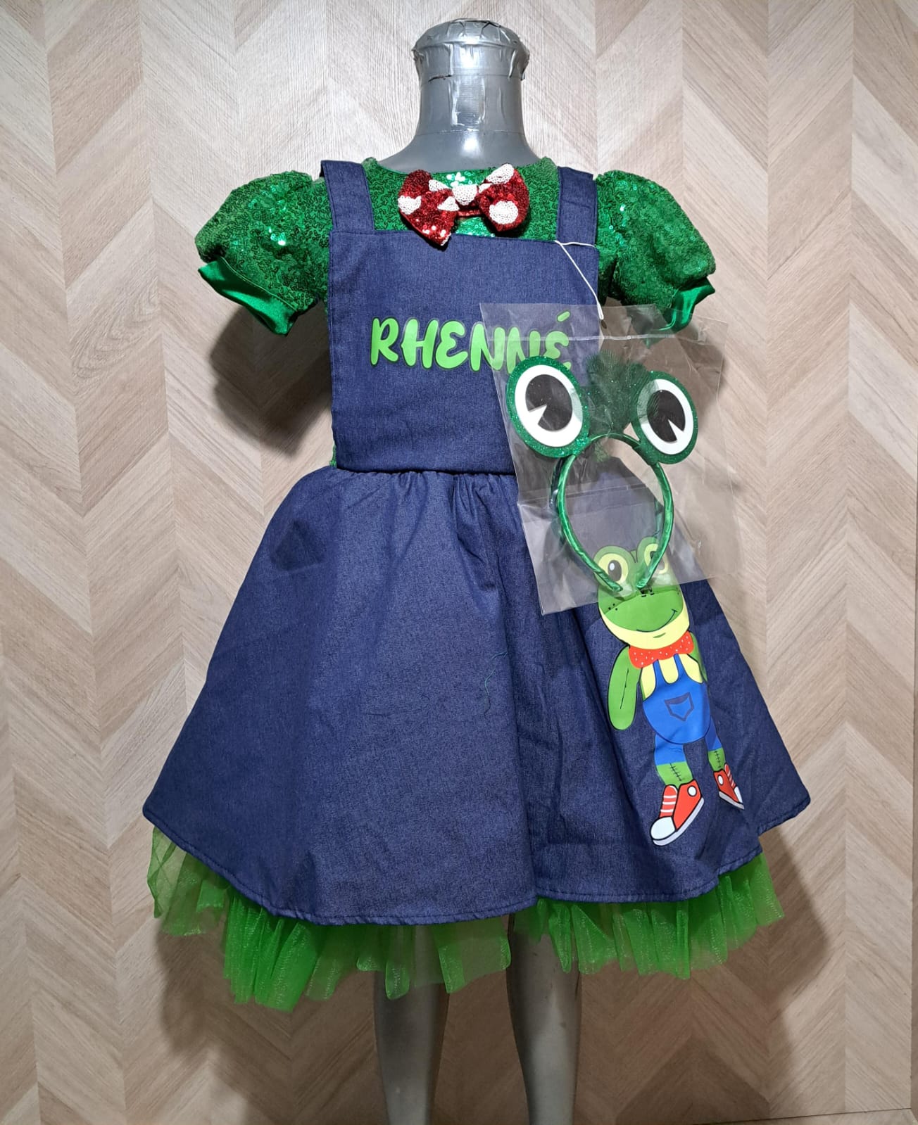 Niña Vestuarios Infantiles Vestido Rene LCampos Lentejuelas Verde Azul