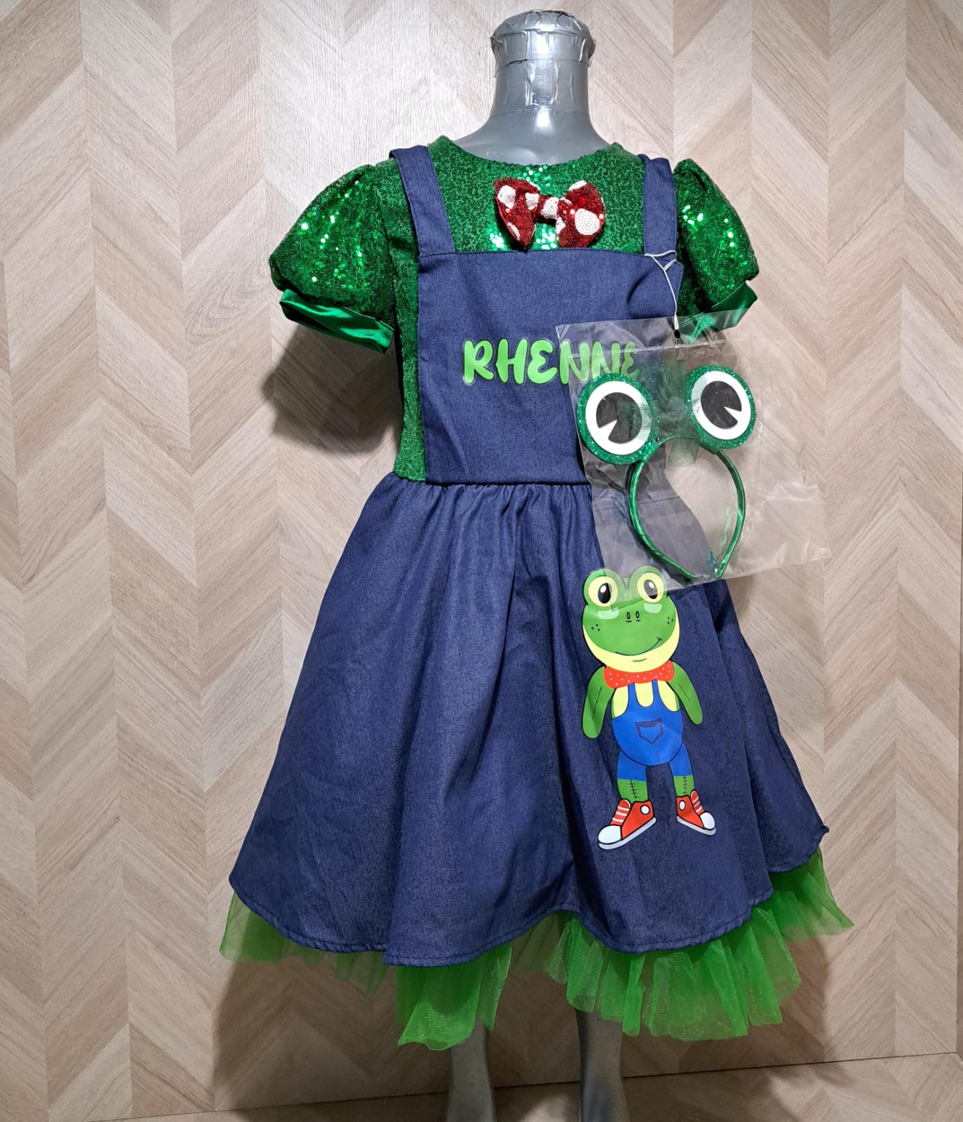 Niña Vestuarios Infantiles Vestido Rene LCampos Lentejuelas Verde Azul