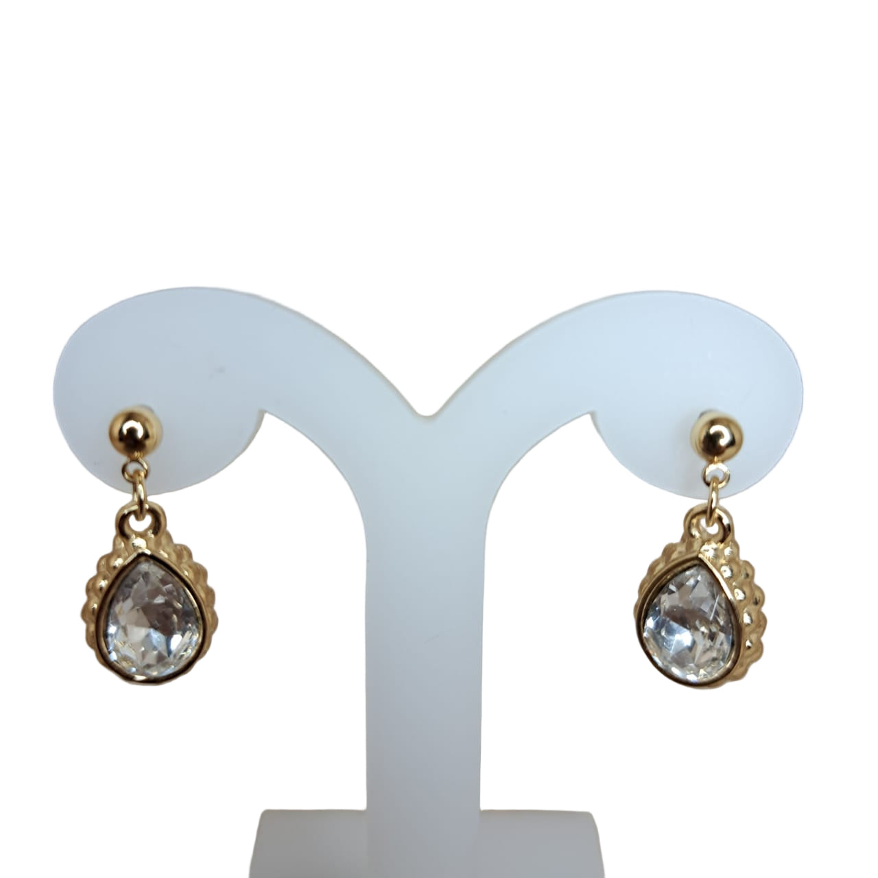Joyeria Nice Aretes Dorados Piedra Colgante
