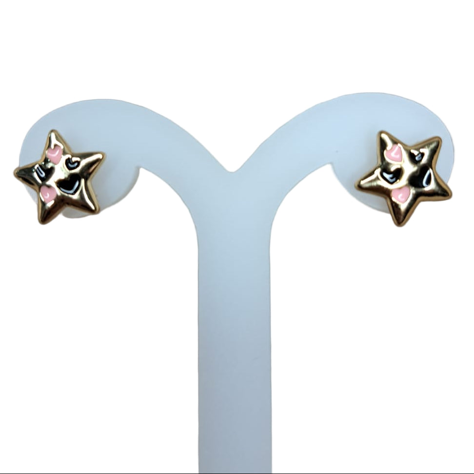 Joyeria Nice Aretes Dorados Estrellas Corazones