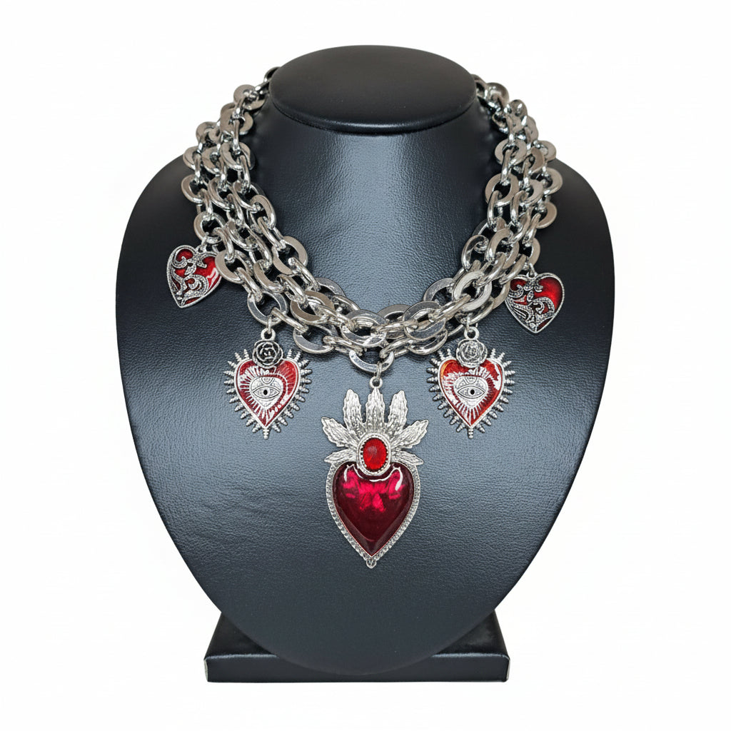 LaCasaDeLaPulsera Collar Sagrado Corazon Plata