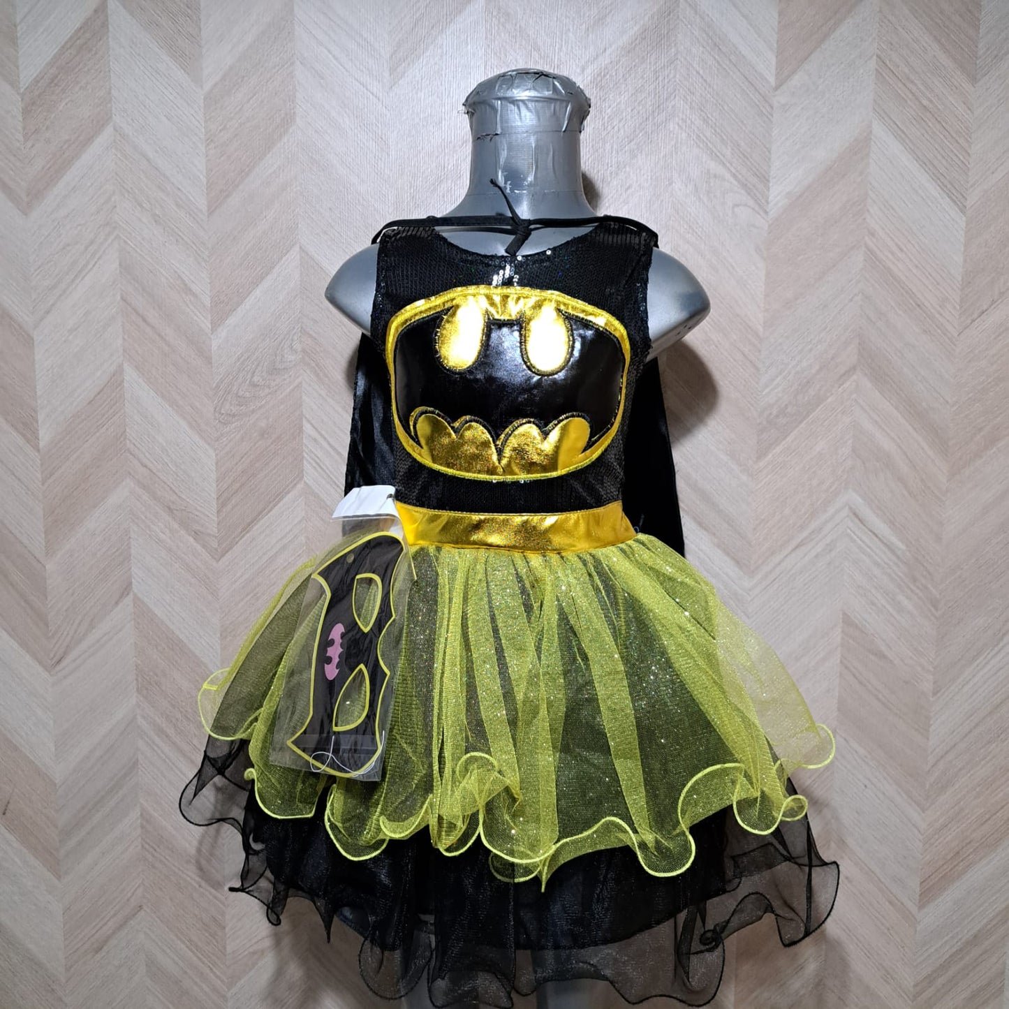 Niña Vestuarios Infantiles Vestido Bchica Lentejuela Negro Amarillo