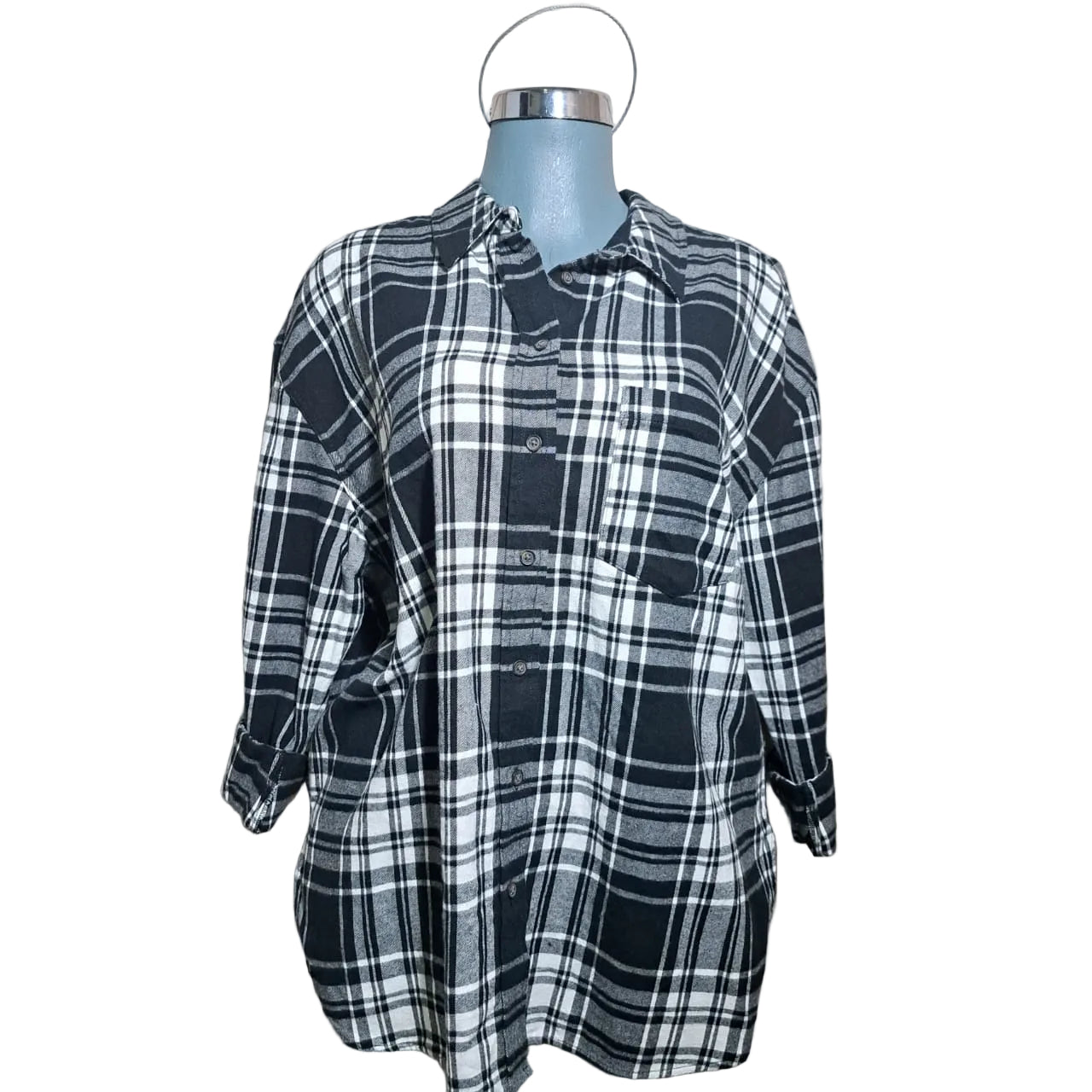 Productos Esther Rangel Camisa Franela Cuadro Blanco Negro