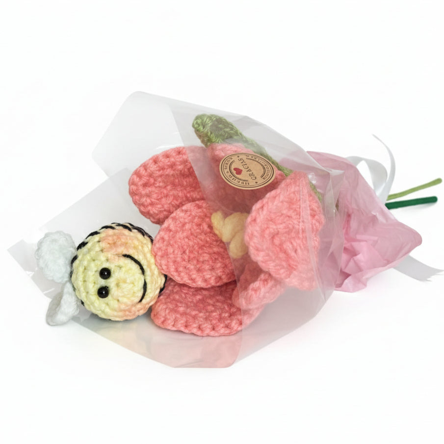CarolinaGO Crochet Tulipan Abejita Rosa