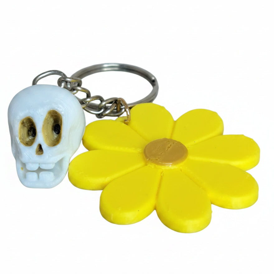 Mrs.FoxStudio Llavero Flor Amarilla Calavera