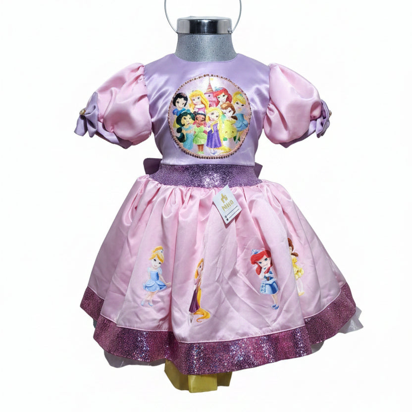 NVI Vestido Princesa Rosa Morado Lentejuelas