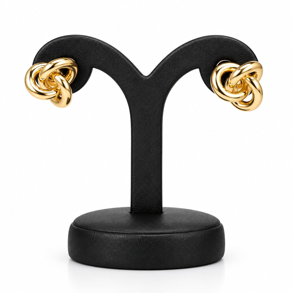Joyeria Nice Aretes Nudos Entrelazados Baño Oro