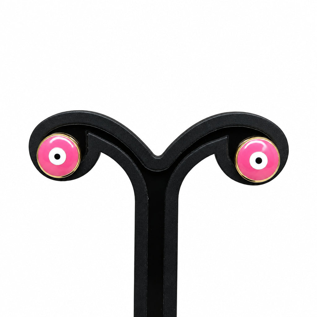 Joyeria Nice Arete Esmalte Rosa Ojo Turco