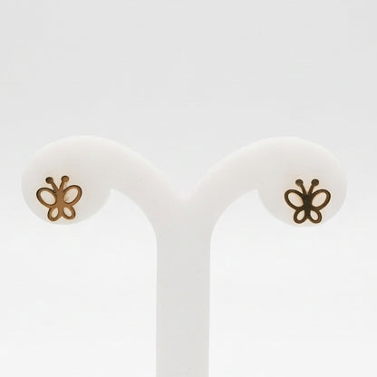 Joyeria Nice Aretes Poste Mariposa Calada Baño Oro