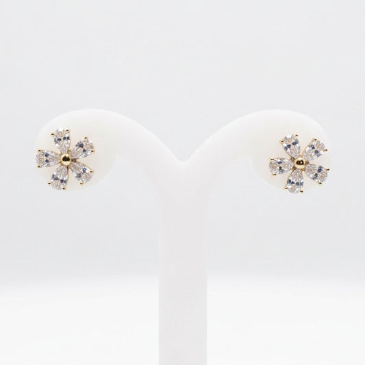 Joyeria Nice Aretes Poste Flores Baño Oro