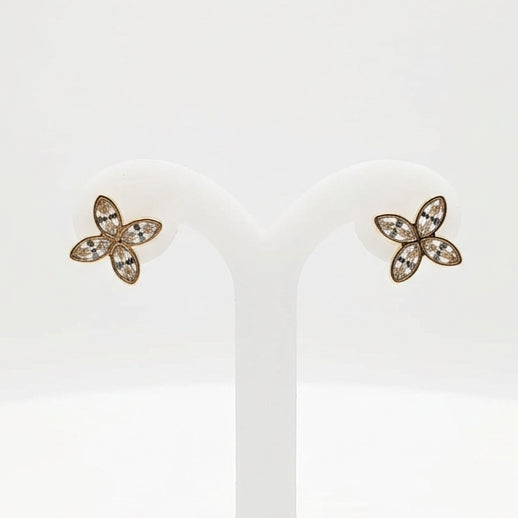 Joyeria Nice Arete Poste Flor Piedra Baño Oro