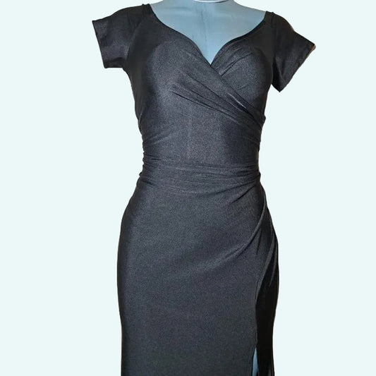 CarolinaBoutique Vestido Manga Fiesta Negro