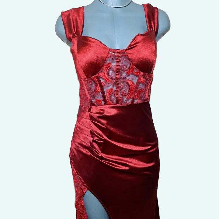 CarolinaBoutique  Vestido Rojo Corset Fiesta