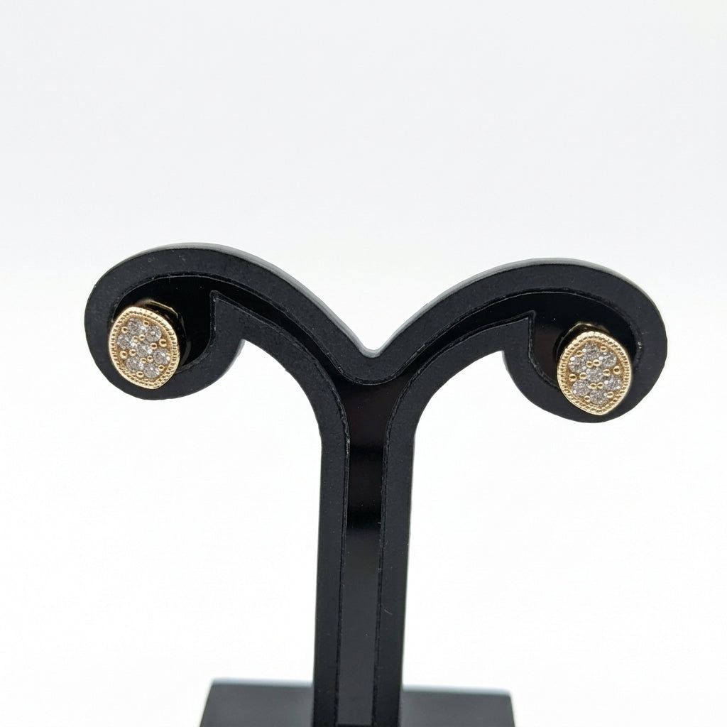 Joyeria Nice Arete Ovalo Piedra Brillantes Baño Oro