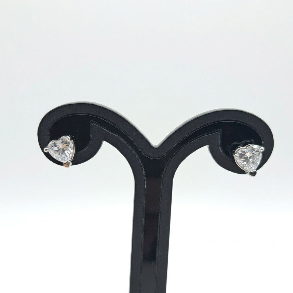 Joyeria Nice Arete Piedra Corazon Baño Rodio
