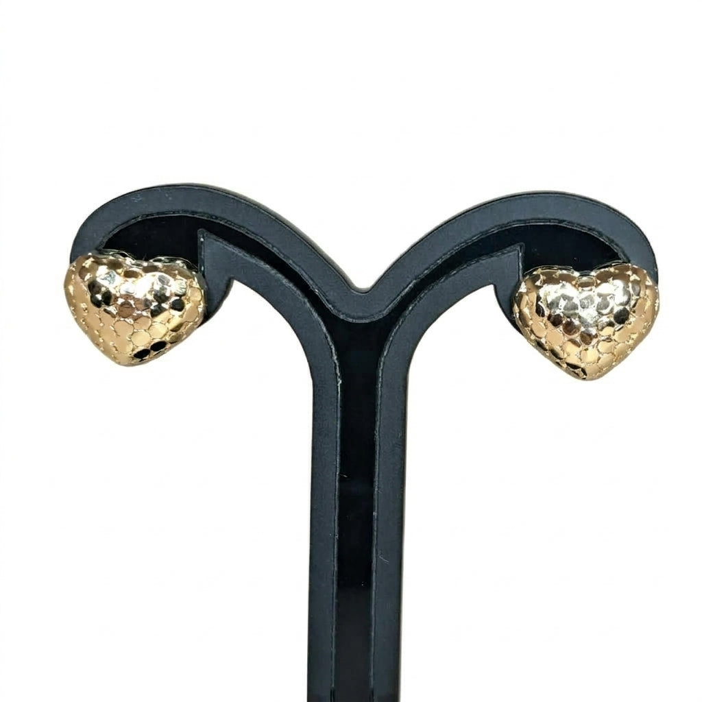 Joyeria Nice Arete Corazon Textura Baño Oro