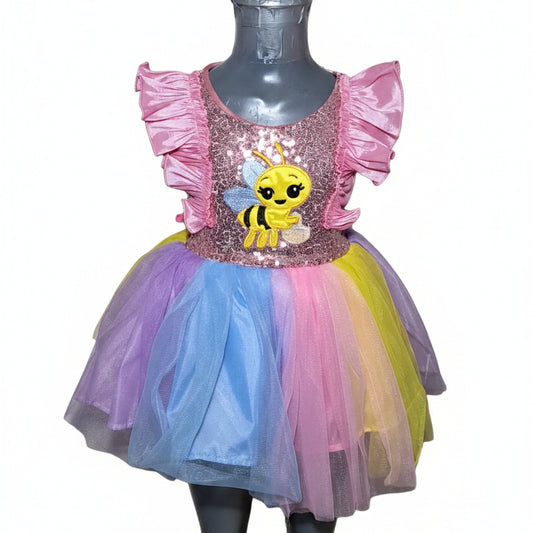 NVI Vestido Abejita Lentejuela Arcoiris