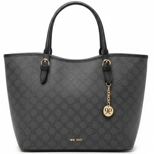 CBM NINE WEST Bolsa Negra Hombro Broche Dorado