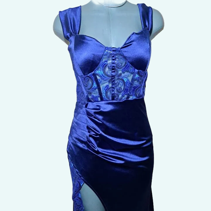 CarolinaBoutique Vestido Azul Corset Fiesta