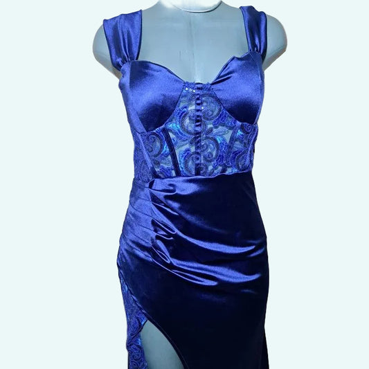 CarolinaBoutique Vestido Azul Corset Fiesta