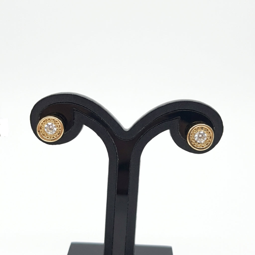 Joyeria Nice Arete Piedra Brillante Baño Oro