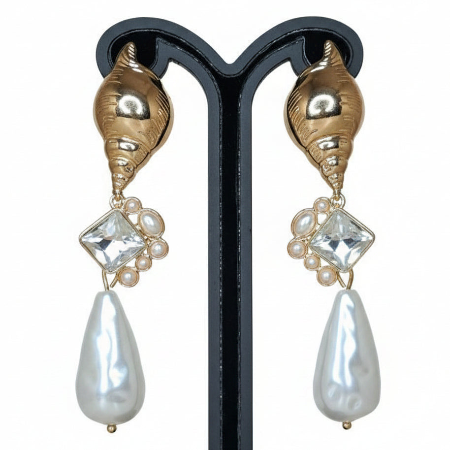 CBM Arete Dorado Piedra Azul Blanco