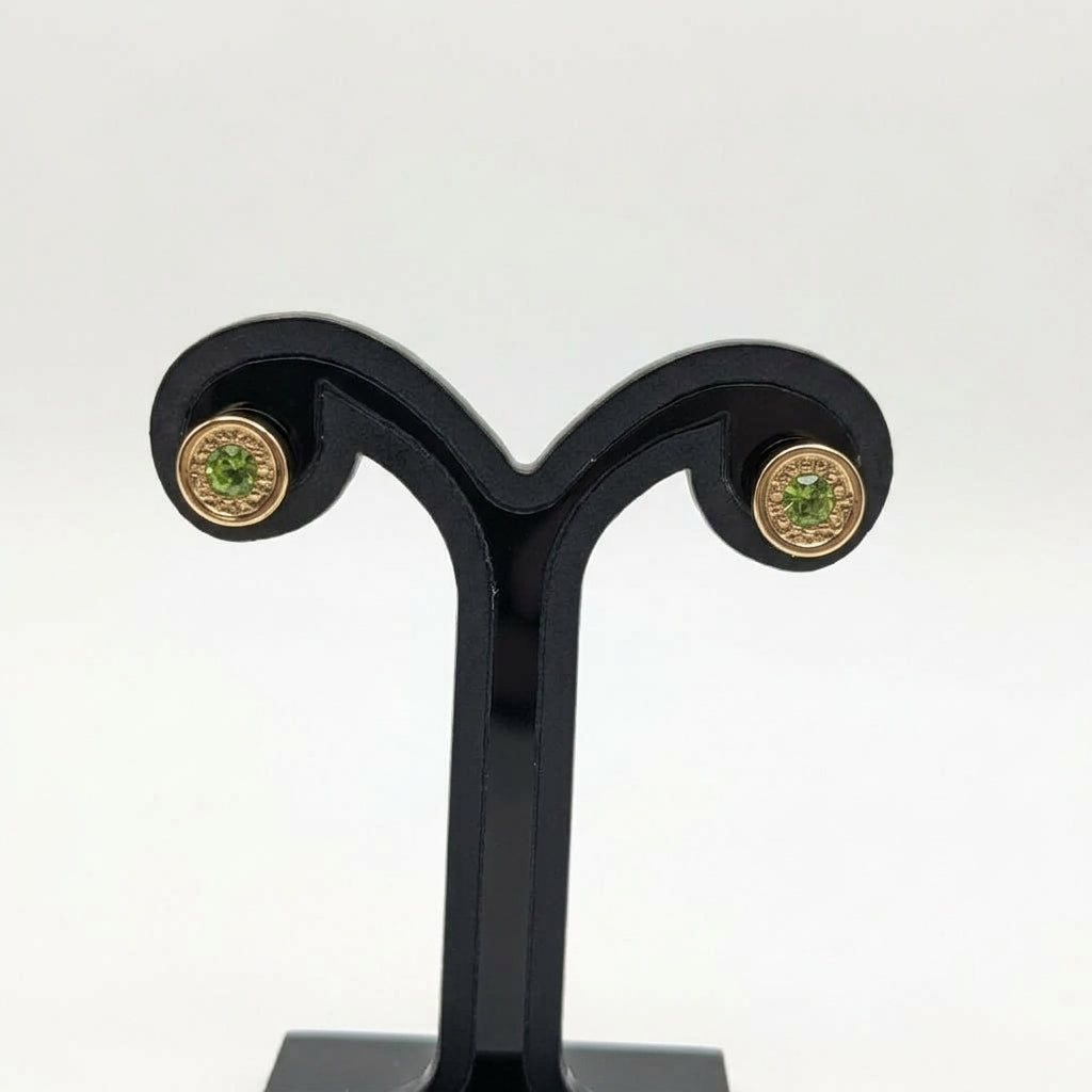 Joyeria Nice Arete Piedra Verde Baño oro